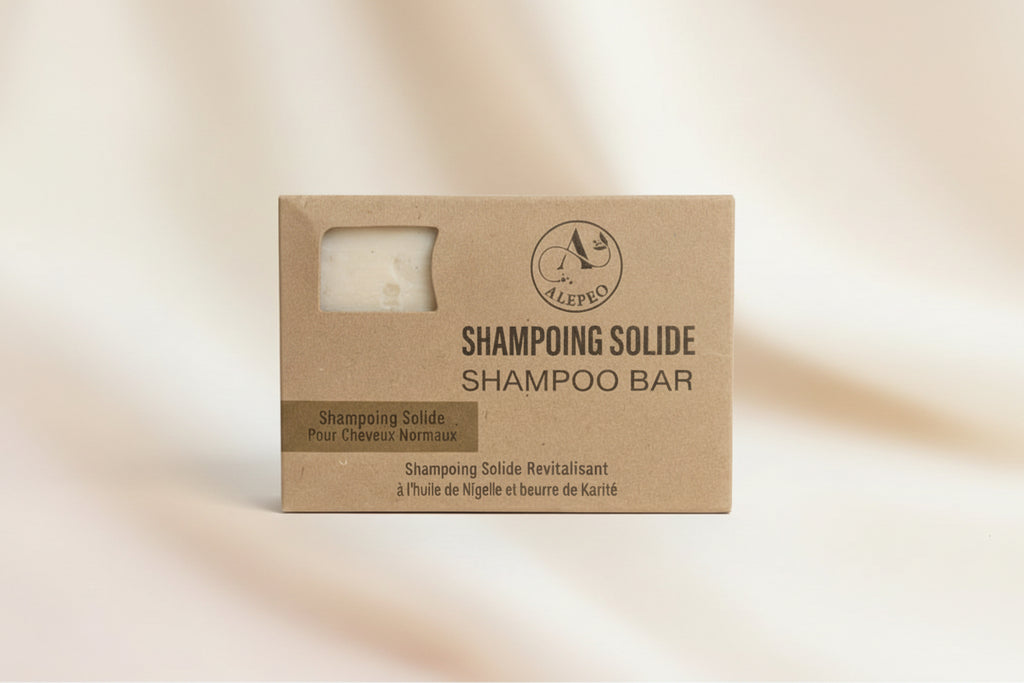 Shampoing solide pour cheveux normaux,Galet shampoing solide nigelle karité – vue produit